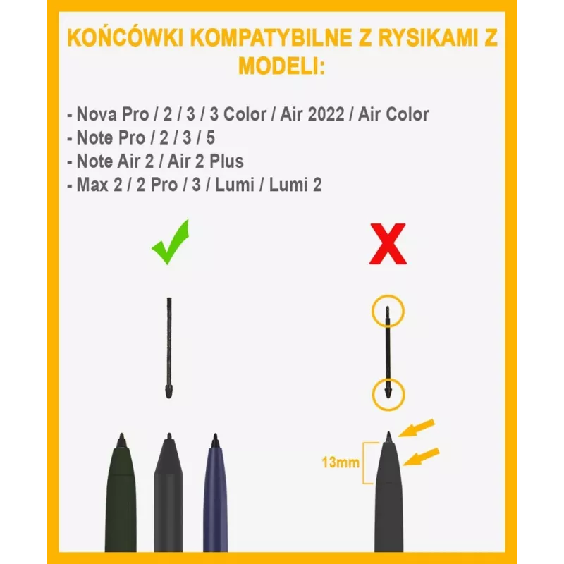 Puntas de stylus para Onyx E-Reader Note 3 — Puntas de repuesto, Negro, 5 uds.