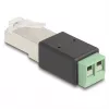 Adaptador DeLOCK conector macho RJ45 a regleta de terminales de 2 polos 66604 negro verde