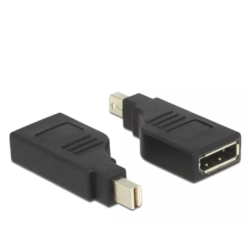 Adaptador Delock Mini DisplayPort 1.2 conector macho > DisplayPort conector hembra 4K 90° en ángulo - Adaptador DisplayPort - Mini DisplayPort (M) en ángulo a DisplayPort (H) en ángulo - Negro (65626)