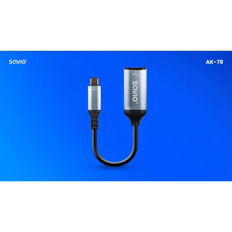 Savio Adaptador USB-C (M) HDMI (H), 4K, 60Hz, Aluminio, AK-78