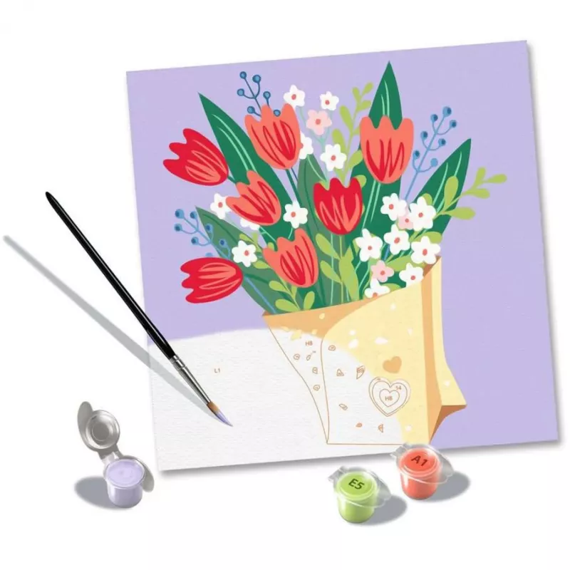 Set de pintar por números Ravensburger CreArt - cuadro ramo de tulipanes, modelo 25518