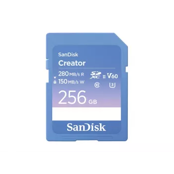 Tarjeta de memoria SD SanDisk Creator UHS-II 256 GB con altas velocidades de transferencia de hasta 280 MB/s