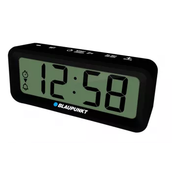 Accesorio electrónico BLAUPUNKT CL04BK — reloj compacto negro con termómetro, indicador de humedad, calendario, alarma, función de repetición, pila AAA