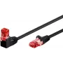 Cable de red CAT 6 Goobay 1x en ángulo 90°, U/UTP, negro, 2 m - lengüeta de retención arriba, mezcla de cobre CCA (51516)