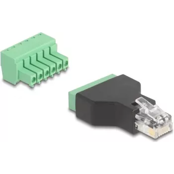 DeLOCK 66590 Adaptador de cable RJ12 regleta de 6 pines Negro Verde