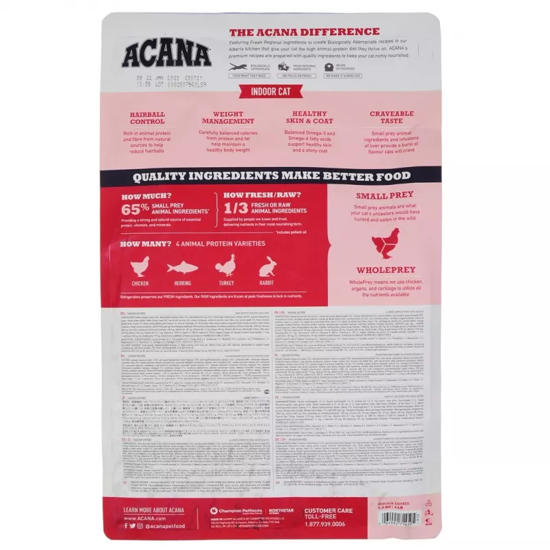 ACANA Indoor Entrée - Pienso para gatos - 1,8 kg