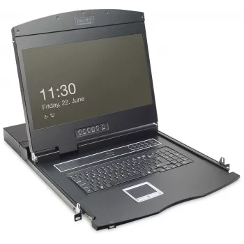 Consola KVM LCD 19 inch DIGITUS DS-72211-5US, 16 puertos Cat 5, 1366x768, teclado US International