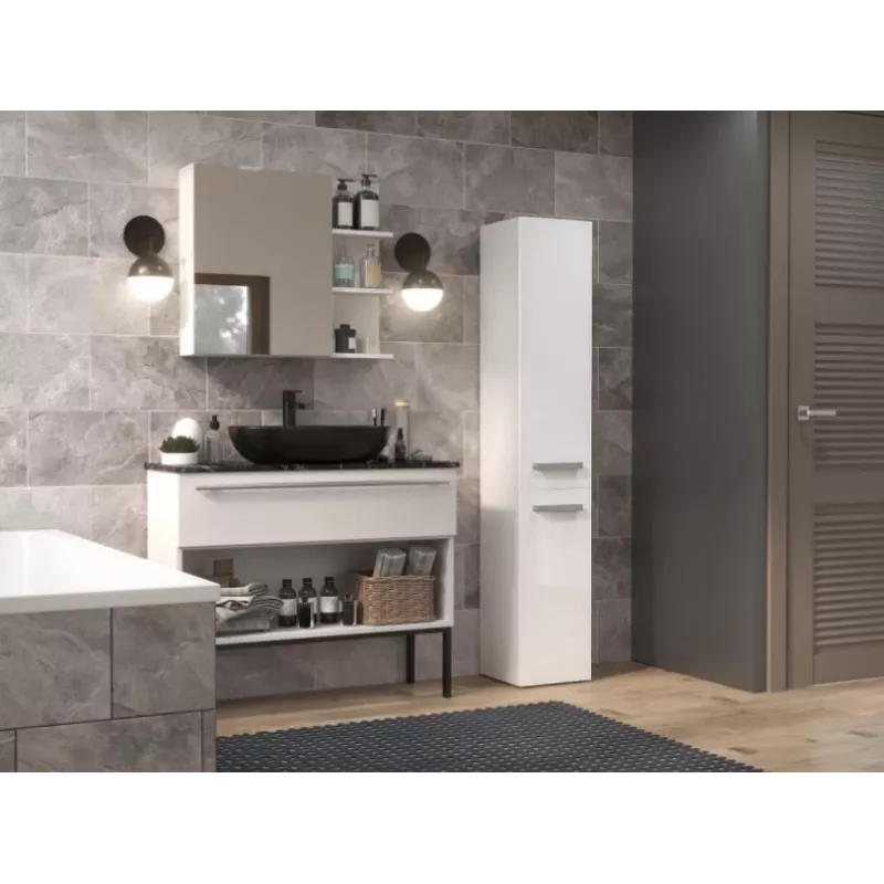 Armario de baño top e shop NEL II BIEL POŁ — de pie, 5 baldas, 310×300×1740 mm, blanco