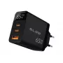 Cargador de pared LCD toma USB + USB-Cx2 PD 65W GAN negro vatímetro