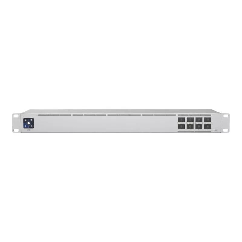 Switch de red gestionado L2 UBIQUITI USW-Aggregation — 8 ranuras SFP+, soporte 10G, sin ventilador, rack 1U, plateado