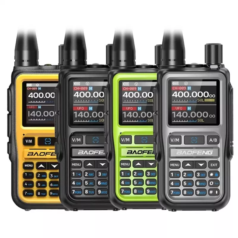 Baofeng UV-5R EU MINI walkie-talkie, USB-C, Bluetooth, VHF/UHF, banda aeronáutica, antena de 15 cm, verde