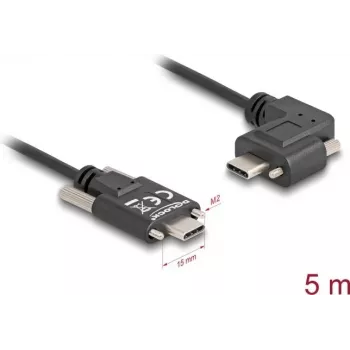Cable DeLOCK USB 2.0 USB Type-C macho a USB Type-C macho en ángulo izquierda/derecha PD 3.0 60W 5 m