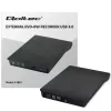 Unidad externa DVD‑RW QOLTEC 51857 — USB 3.0, interfaz SATA, DVD±R 8x, DVD±RW 4x, DVD‑RAM 5x, CD 24x, negra