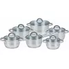 Set de ollas Maestro MR-2120-12 — colección de 12 piezas de acero inoxidable con revestimiento antiadherente, apta para inducción, incluye 6 ollas (16–24 cm) y tapas de cristal