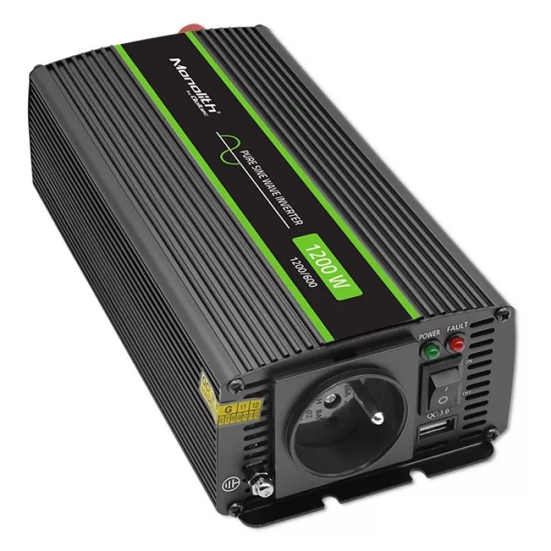 Inversor para coche Qoltec Monolith 1200 W Negro 12 V