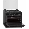 Cocina mixta gas-eléctrica MPM-93-KGM-32 90 cm con placa de gas, horno eléctrico, 5 quemadores, negro, clase energética A