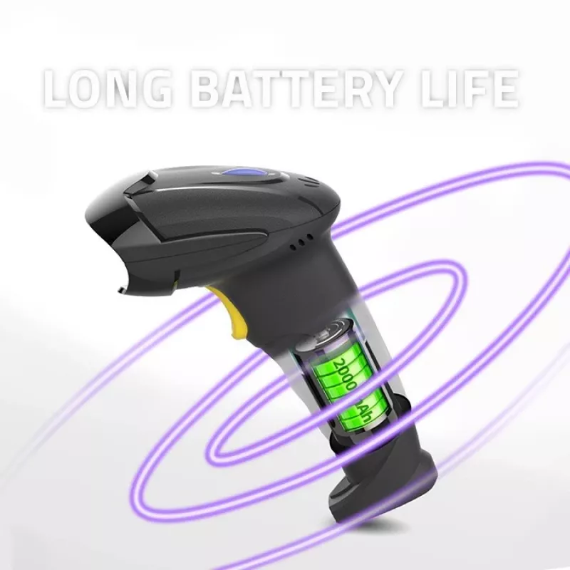 Lector de códigos de barras inalámbrico QOLTEC 50856 – 1D y 2D inalámbrico de mano, interfaz USB, carcasa de ABS, 170×62×100 mm, 203 g