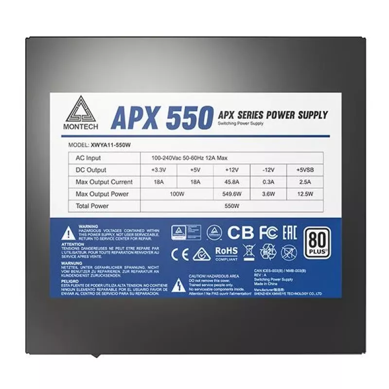 Montech APX550 fuente de alimentación 550 W 20+4 pin ATX ATX negro