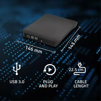 Carcasa para unidad óptica CD/DVD SATA, USB 3.0, 9,5 mm