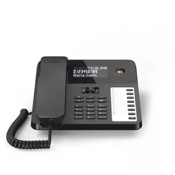 Teléfono de sobremesa con cable Gigaset DESK 600 negro – teléfono de sobremesa con cable con función de llamada