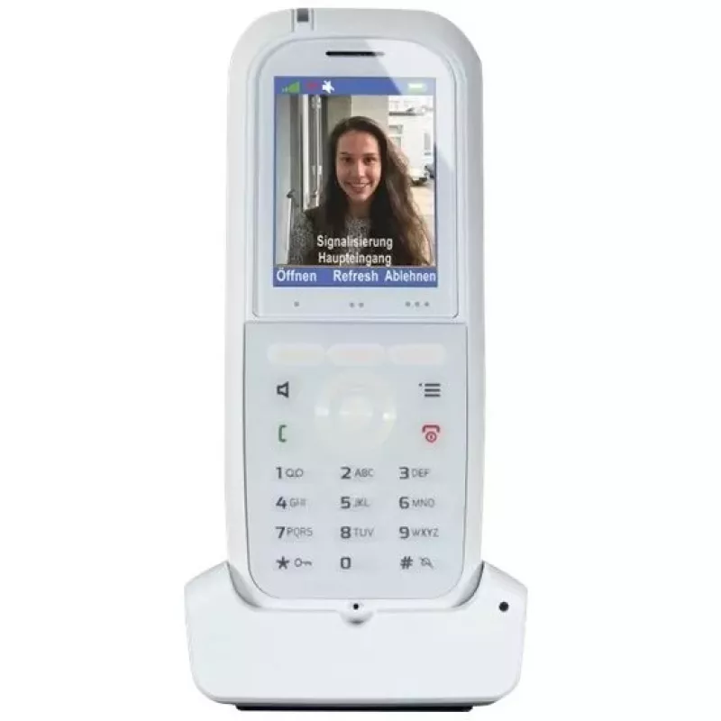 Teléfono DECT agfeo DECT 77 IP — auricular VoIP inalámbrico con manos libres, identificación de llamadas, pantalla (blanco)