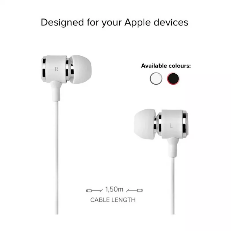 SBS TEINEARLIGHTW - Auriculares - In-Ear - Llamadas y música - Blancos - Botón - Botones