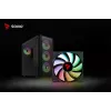 Caja de PC SAVIO Noctis Flow RGB — Cube, ATX/Mini-ITX, 3 ventiladores frontales de 120 mm, ventana lateral de cristal templado, GPU máx. 35 cm