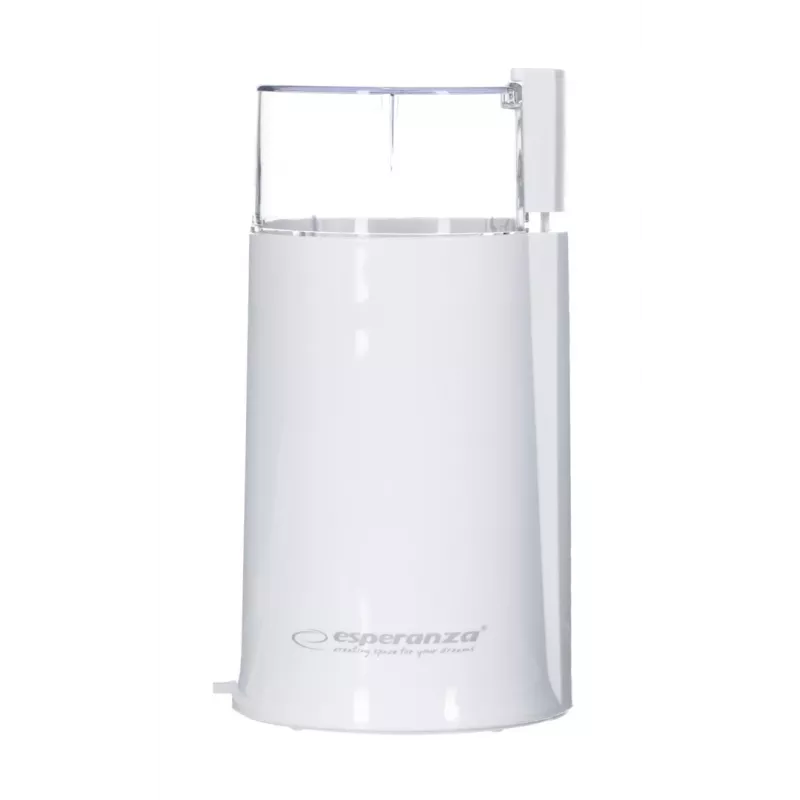 Molino de café eléctrico de cuchillas ESPERANZA EKC001W — 160 W, capacidad 50 g, cuchillas de acero inoxidable, blanco translúcido