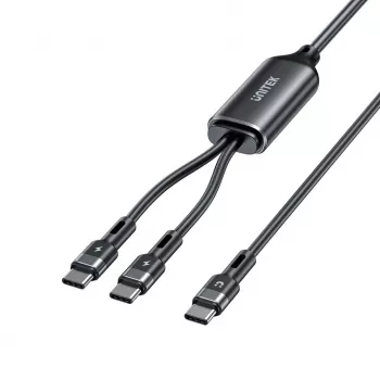 Cable USB-C 2 en 1 Unitek C14146ABK01 1,8 m, USB-C a USB-C, 100 W PD, negro