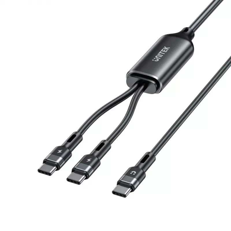 Cable USB-C 2 en 1 Unitek C14146ABK01 1,8 m, USB-C a USB-C, 100 W PD, negro