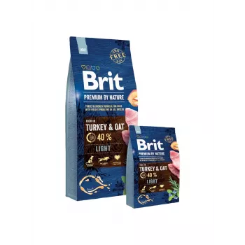 Brit Premium by Nature Light pienso seco para perros 15 kg — pavo y manzana, 25 % proteína, 8 % grasa, 3180 kcal/kg
