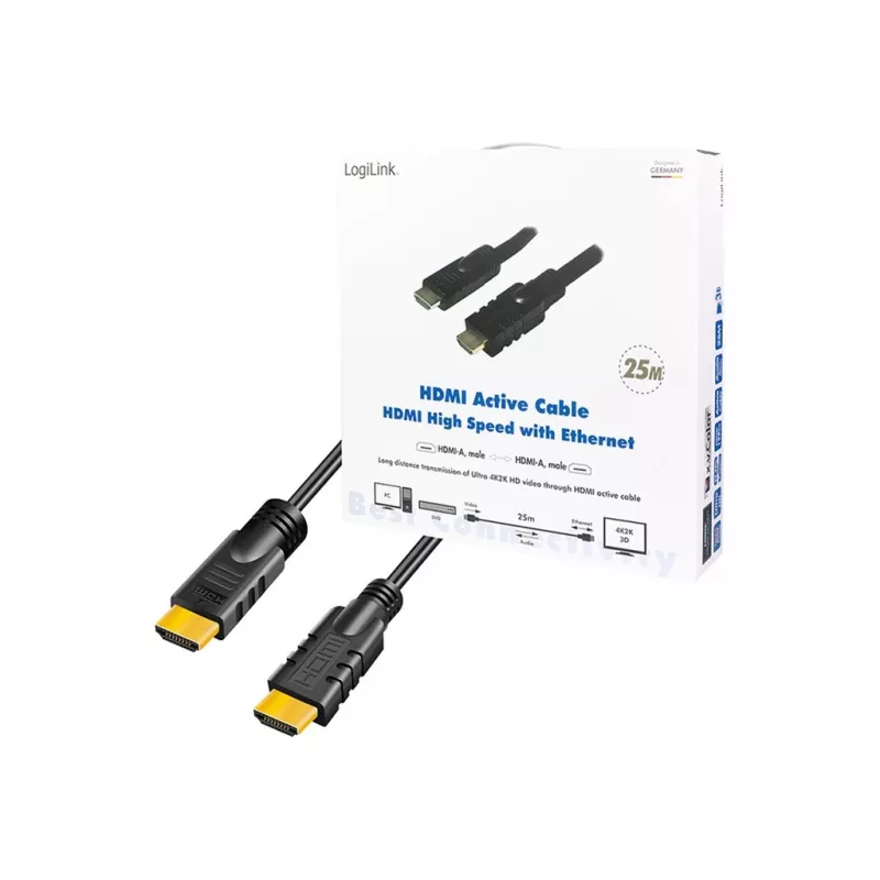 LogiLink CHA0025 Cable HDMI 25 m HDMI Type-A (estándar) Negro