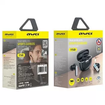 Auriculares Awei Bluetooth 5.3 T50 TWS estuche de carga /negro