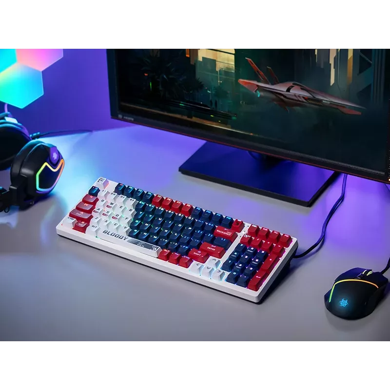 Teclado gaming mecánico A4Tech Bloody S98, USB, Sports Navy, interruptores BLMS Red Plus