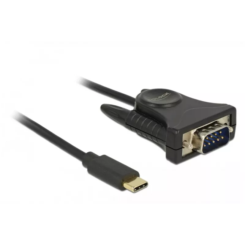 Delock 62964 Adaptador de USB-C a serie DB9 RS-232, 1,8 m, negro