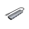 Hub USB Unitek P5+ — 5 puertos (4 × USB 3.2 Gen 2 Type-A), host USB 3.2 Gen 1, 5 Gbit/s, 10 W PD, aluminio, gris