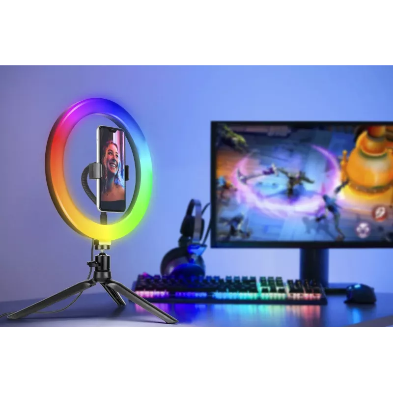Lámpara anular RGB 26 cm con trípode