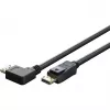 Cable DisplayPort macho 90° > DisplayPort macho, 8K / 144Hz (Negro, 2 metros, 1 macho 90° en ángulo lateral, 54 Gbit/s, DisplayPort 2.0 / 2.1)
