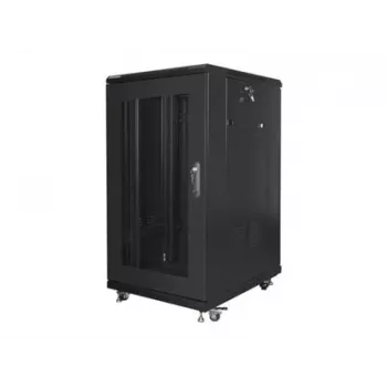 Armario rack independiente LANBERG FF01-6822-23B 22U, guías de 19 pulgadas, 1159×600×800 mm, IP20, ruedas, cerradura con llave, negro
