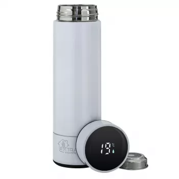 Extralink Smart Travel Mug blanco, taza térmica con indicador de temperatura