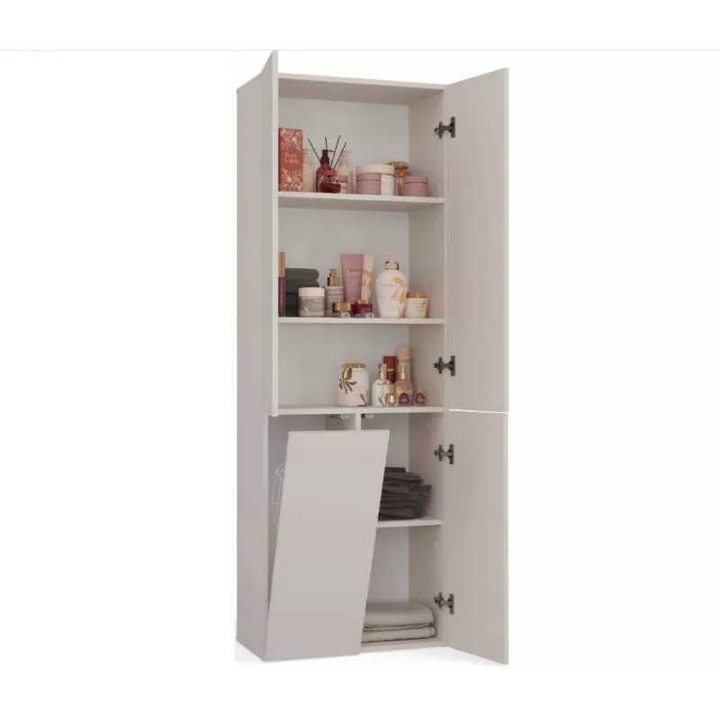 Armario de baño Nel DD 1K cesta color crema puertas largas