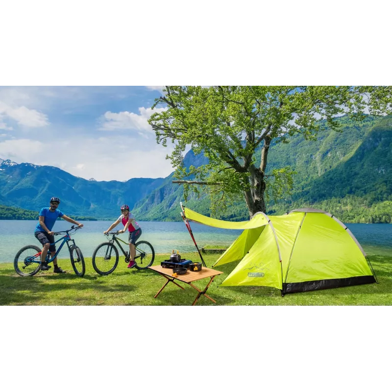 Tienda de campaña PROMIS NT80 — tienda de camping para 3 personas con avance y mosquitera, superficie base 2x2 m