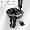 USAMS US-CC115 C21 Transmisor FM para coche con cargador USB doble, Bluetooth 5.0, 3,4 A, negro
