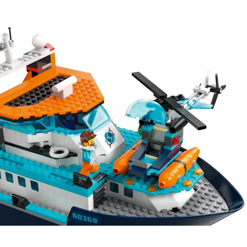 Juguete de construcción LEGO City barco de expedición ártica 60368 — 815 piezas, 7+ años, incluye 4 minifiguras