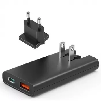 Cargador mini Choetech PD6011 PD65W GaN Slim USB-A+C (negro)