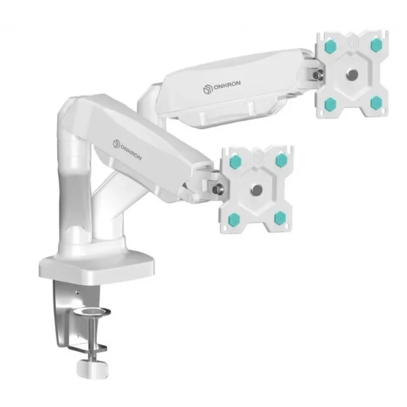 ONKRON G160-W Soporte de escritorio giratorio e inclinable para dos monitores de 13-32 pulgadas, hasta 8 kg, blanco