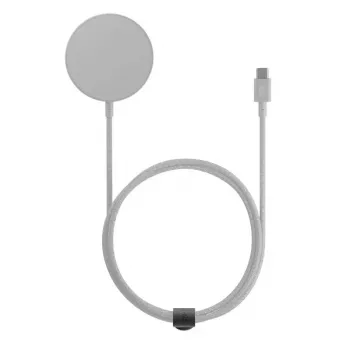 Estación de carga inalámbrica native union Snapstand Qi2 Sandstone, alimentación USB para interiores, cable de 1,5 m, Gris claro