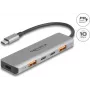 DeLOCK 64302 Estación de acoplamiento para portátil con cable USB 3.2 Gen 2 Type-C gris 95W