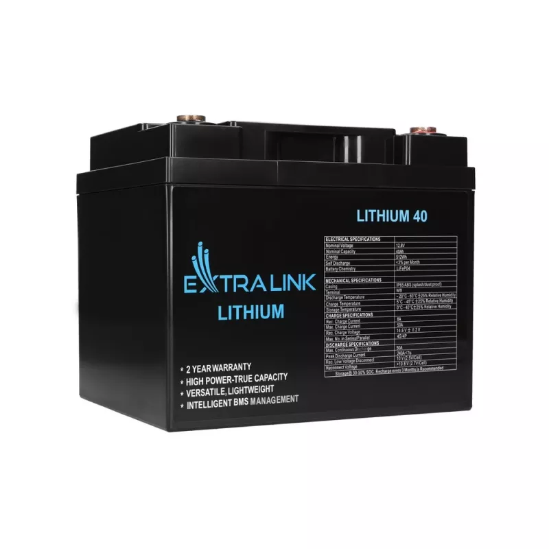 Acumulador Extralink LiFePO4 40AH 12,8 V BMS batería 40000 mAh