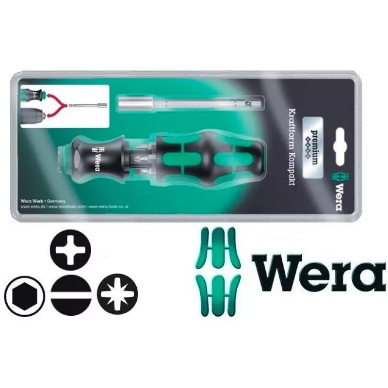 Wera Set de 6 uds. KK28 Kraftform kompakt portabrocas-destornillador